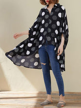 Polka-Dot Plus Size Cropped Bat Sleeve Shirt